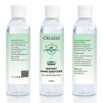 Custom fda approved antibacterial hand sanitizer gel alcohol 120ml/250ml